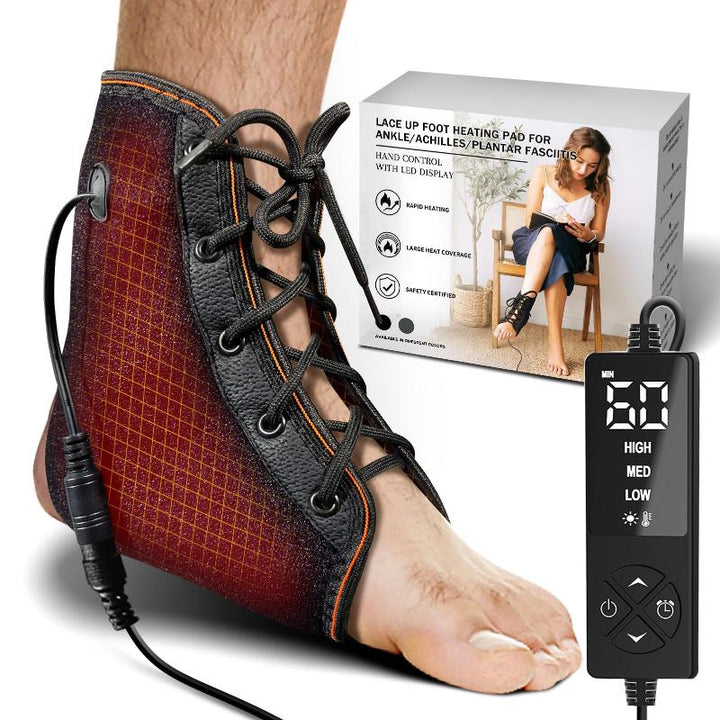 Ankle Heating Pad with Lace-up Design for Sprained Ankle & Achilles Tendonitis Recovery, Auto-Off Heating Pad for Foot Pain Relief with 3 Heat & 5 Timer Settings for Men/Women(S/M) - Sticro